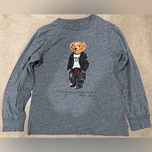 Polo by Ralph Lauren Kids “Polo Bear” Charcoal Long Sleeve Tee